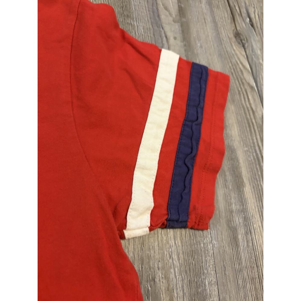 Dickies Crop T Shirt Women’s M Red Logo Striped Sleeve Y2K Skater Streetwear - Picture 3 of 9